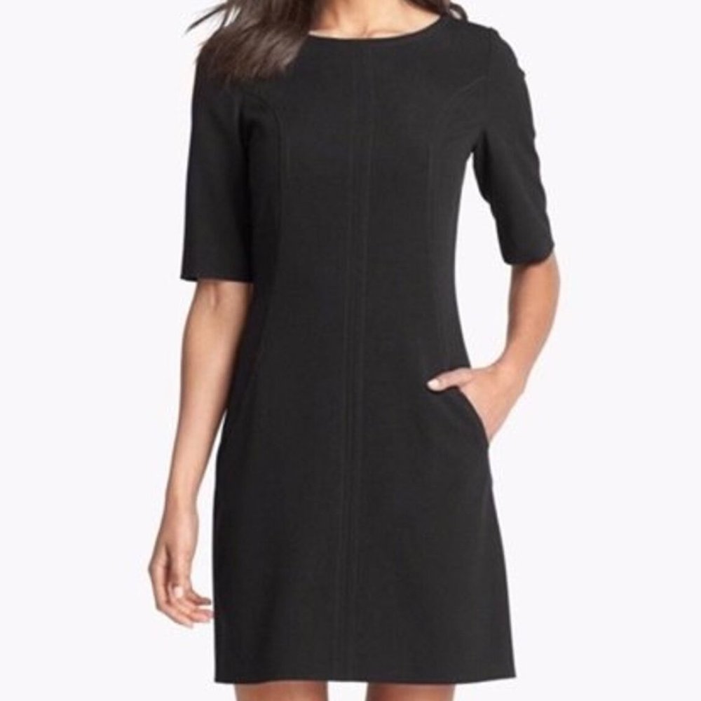 Tahari A-Line Seamed Sheath Work Dress Dark Green Size 2